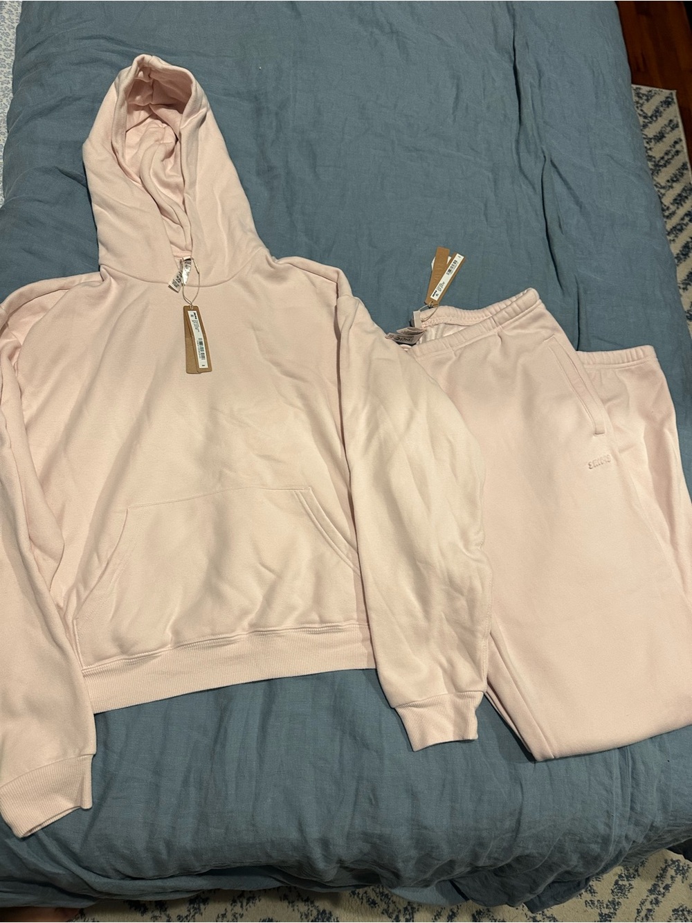SKIMS Barely Pink Hooded Sweatshirt and Joggers Set